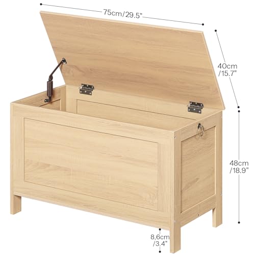 image for HOOBRO Toy Box, Retro Wooden Look Storage Chest with Safety Hinge, Ent