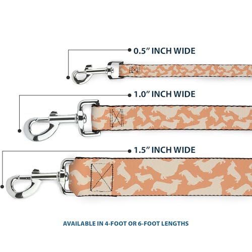 Laisse pour chien Buckle Down Corgi Silhouette sangle large brun doré - 4
