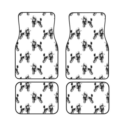 Alfombrillas de neopreno con caniches dibujados a mano para coche