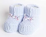  Baby Schuhe - Baby Socken - Stricksocken - Patik 0-6M - Hell-Blau
