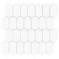 The Tiles Plaza 10-Sheet Peel and Stick Backsplash, 12" x 11.5" White Long Hexagon Self-Adhesive Wall Tile, Stone Composite Stick On Decorative Mosaic Tile for Kitchen Bathroom Fireplace
