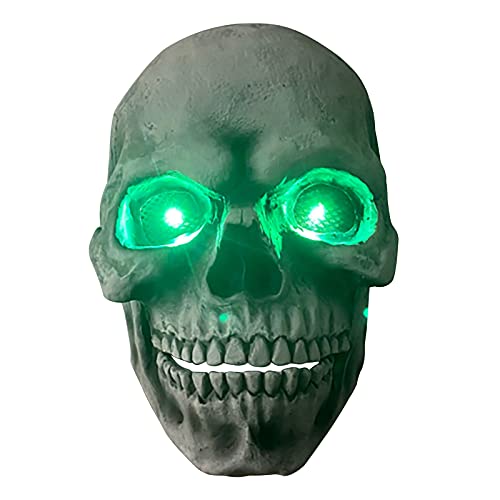 Halloween Full Head Skull Mask, Movable Jaw, Glowing Eyes Creepy Skull Decor Mask,Realistic Cosplay Latex Horror Mask Helmet