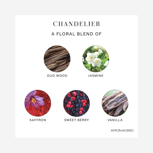 Aroma360 - Chandelier - Paris Collection Reed Diffuser Duo - Luxury Aromatherapy Diffuser - Hints Of Bergamot, Sweet Berry, Jasmine & Saffron - Essential Oil Diffusers - Shelf Decor - Home & Office #TOP3