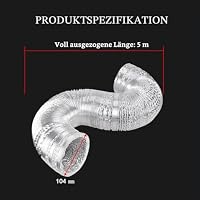 Aygrochy 100mm Alu-Folienschlauch, 5 Meters Alurohr Schlauch Abluftschlauch aus Aluminium Aluflexschlauch für Abzugshaube, Rohrventilator – Ansicht 6