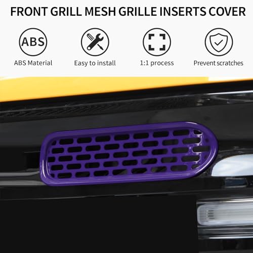 Image of Front Grill Mesh Grille Inserts Cover Frame Trims Kit 6Pcs Fit for Ford Bronco 2021-2026 2 /4 Door Exterior Accessories (Purple)