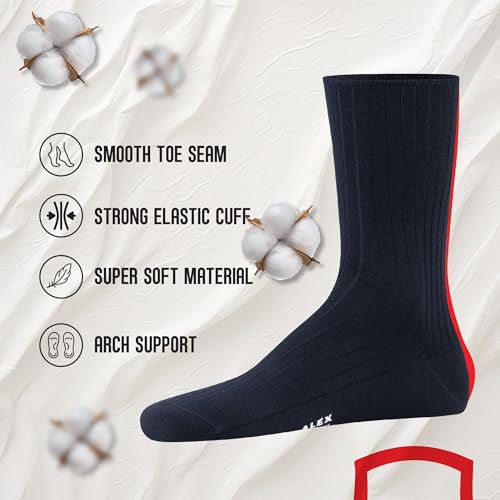 Cotton Socks with Smooth Toe Seam & Strong Elastic Cuff for Men and Women-Moisture Wicking-Work & Everyday Use3