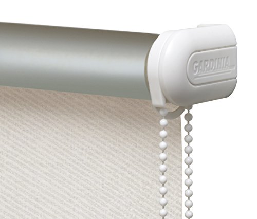 Gardinia Seitenzug-Rollo mit Thermo-Rückseite, Decken-, Wand- oder Nischenmontage, Höchste Lichtreflektion, Energiesparend, Alle Montage-Teile inklusive, Streifen weiß, 92 x 180 cm (BxH), 6495092180