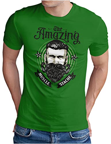 T-shirt homme grande taille Muscle-Beard OM3 vert 4XL hipster