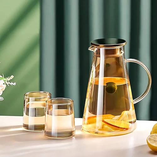 Image of Bellemax Diamond Premium Water and Juice Glasses Set of 6 and Brwon Jug Set Combo,(6 Pieces Glasses 200ML and 1 Water Juice Jug 1 Liter), Transparent, Glass and Jug Set (Octagon Set)