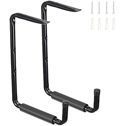 Estanteria Colgada Techo Ganchos de Garaje, 34 * 24cm Ganchos para Colgar Techo de Acero para Almacenamiento de Pared con EVA Revestimiento Antideslizante, Soporte Bici para Organizar Escaleras, Bicicletas, 2 Piezas/Negro