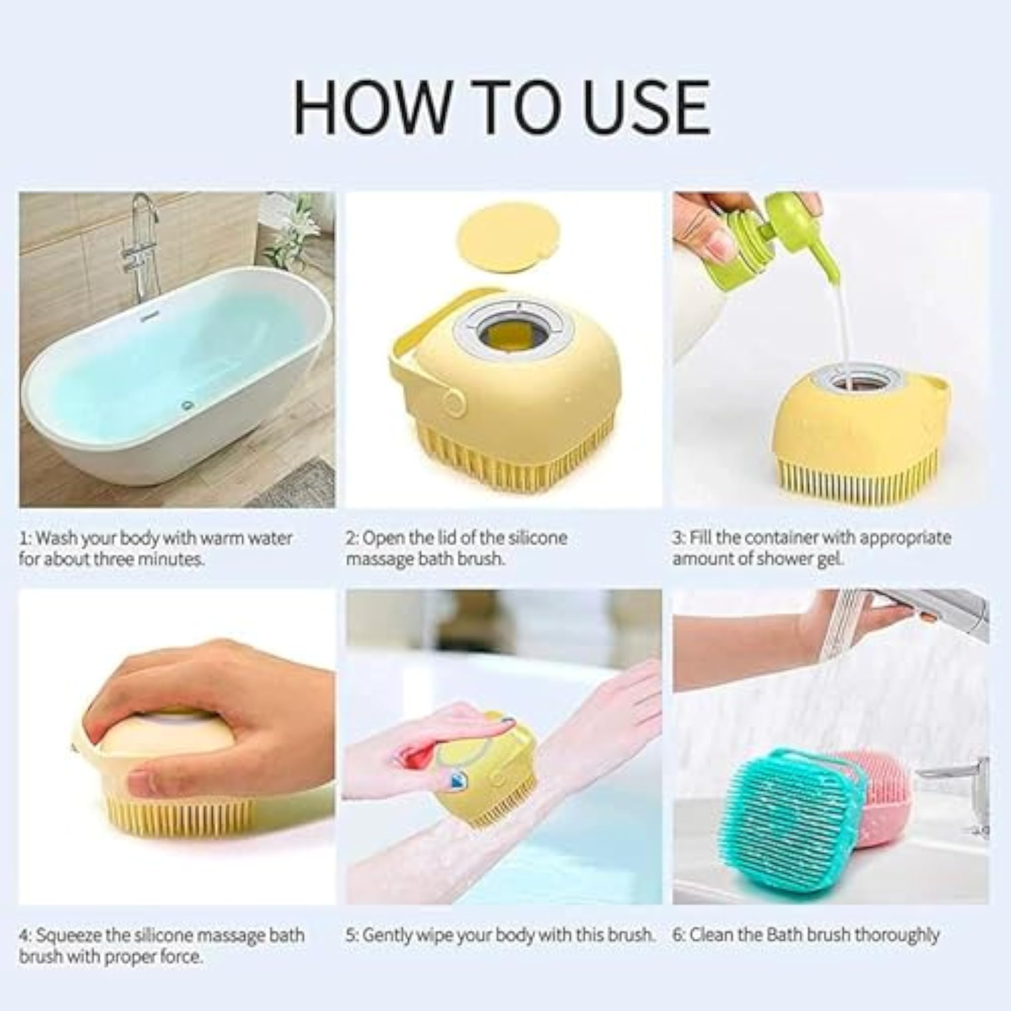 Silicone Bath Brush for Massage and Exfoliation