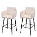 Mendler 2X Tabouret de Bar HWC-H93, Tabouret de comptoir, Repose-Pieds métal - Similicuir crème-Beige