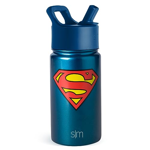 Simple Modern DC Comics Superman Kids Water Bottle with Straw Lid...