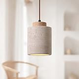Lámparas colgantes para comedor estilo nórdico Wabi-Sabi de madera de travertino natural con casquillo E27 y altura ajustable ideales para islas de cocina y pasillos,nature 11x16cm