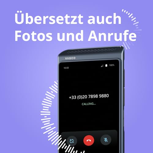 Vasco Translator Q1 | Sprachübersetzer | Sprachausgabe mit eigener Stimme (Voice Cloning) | Anruf Übersetzer | Foto Übersetzer | 113 Sprachen | Gratis Internet in rund 200 Ländern | Phantom Black