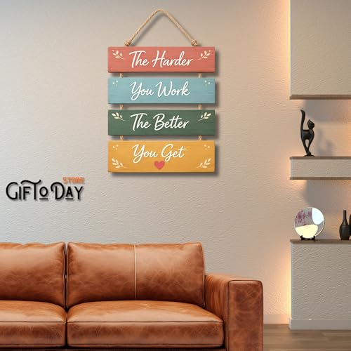 Image of GiftOday Wooden Wall Hanging for Home & Kitchen Decor | Inspirational & Decorative Wall Art for Living Room, Bedroom, Kitchen & Office | Modern Rustic MDF Wall Hanging Ornament