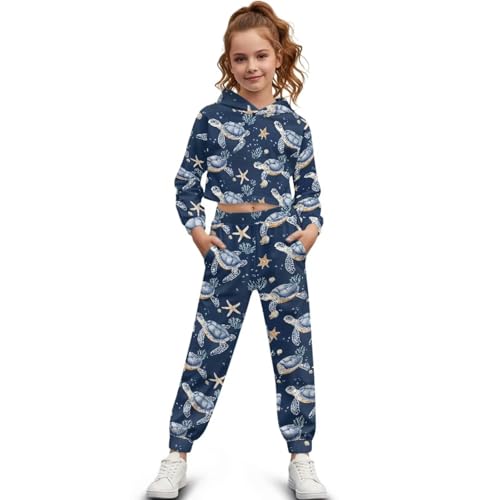 Girls 2 Piece Outfits Sweatsuit Pant Sets with Pockets