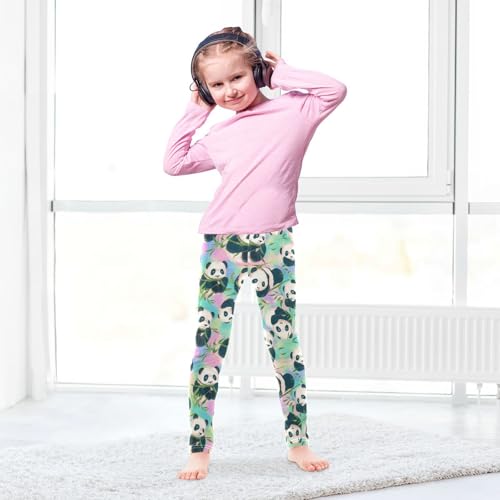 Wusikd Pandas Girls' Leggings Toddler Doodles Kids Yoga Pants Dance Active Tights 4T4