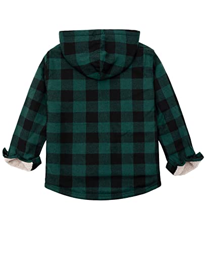 Image of ZENTHACE Boys Sherpa Fleece Lined Flannel Plaid Button Down Shirt Jacket,Hooded Flannel Shirt with Hand Pockets