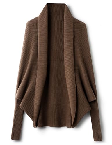 Women's Merino Wool Blend Oversized Cardigan 2025 Fall Winter Open Front Batwing Sleeve Rib Knit Slouchy Sweater