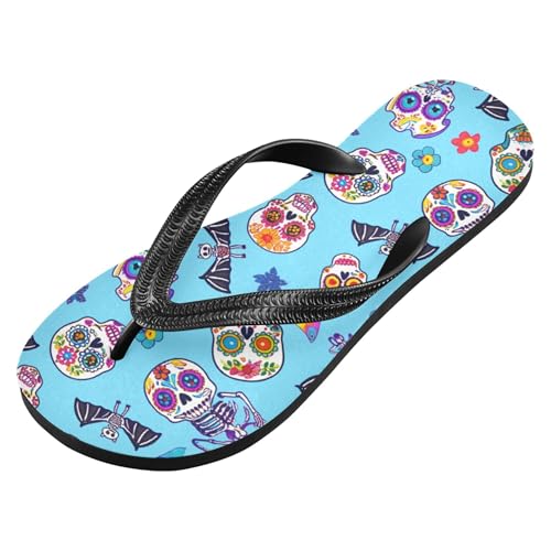 Burbuja Cute Skull Skeletons Flip Flops for Women Men, Soft Thong Sandals Rubber Slippers for Pool Beach Essentials2