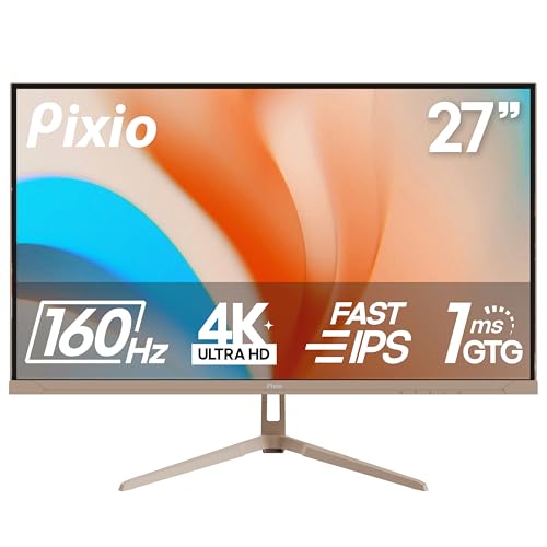 Image of Pixio Two PX27U Wave Beige 27 inch 160Hz Refresh Rate 4K 3840x2160p Resolution Fast IPS Panel 1ms GTG Response Time 4K Gaming Monitor and PS1D Wave Beige Dual Monitor Arm
