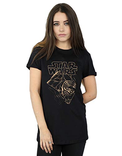 Star Wars Mujer The Rise of The Skywalker Kylo REN Mask Camiseta del Novio Fit Negro Large
