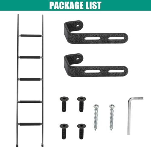 Image of Anti-Slip RV Bunk Ladder, 72in Integrated Heavy Duty Steel, Black | Camper Bunk Bed Ladder with Anti-Slip Rubber Foot Pads and Hooks