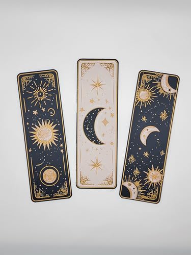 Image of Set of 3 Premium Bookmarks | Great Wave Hokusai Art Inspired, Anime Inspired & Koi Fish | Elegant Frame with Tassel | Perfect Gift for Readers & Collectors | Eco-Friendly Bioplastic (Celestial Dreams)