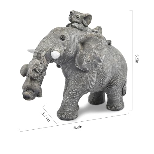 Estatua de elefante decorativa de resina gris miniatura 3