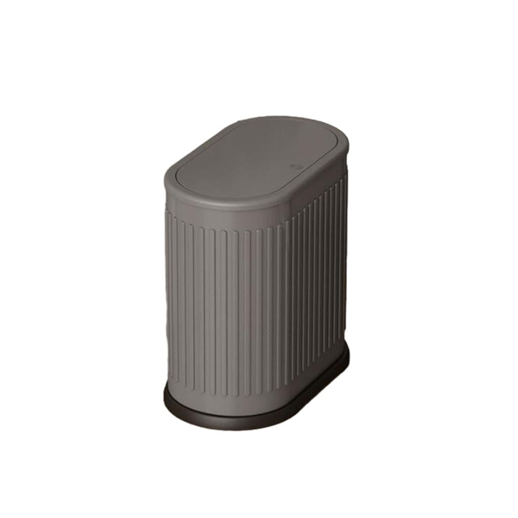 Sdydsge Grey Bin， Home Large-Capacity Kitchen Trash Can Stainless Steel Garbage Container Bin Simple Wastebasket With Cover/Grey/9.0L/2.4Gal