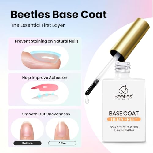 Image of Beetles Base and Top Coat Gel Polish Set 3pcs 10ml Matte Finish | Three piece gel set includes matte and glossy top coats for versatile nail looks.