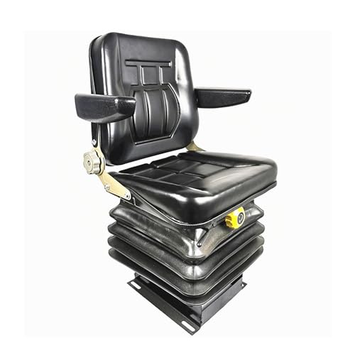 IPSU Asiento Universal para Carretilla Elevadora, Asiento De Tractor con Absorción De Impactos De 3 Niveles, Asiento De Excavadora De Cuero Plegable con Respaldo y Reposabrazos Ajustables