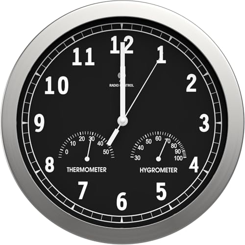 bonVIVO Timerider Horloge Murale Radio-Pilotée Ultra-Précise, Pendule Murale Silencieuse pour Salon/Cuisine/Bureau, Pendule Murale Aluminium avec...