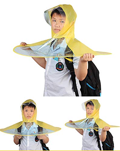 Wantis Creative UFO Waterproof Hands Free Umbrella Rain Hat Headwear Cap School Pranks Performance Costum(0.9M-1.3M(Height), Random(Yellow,Pink,Blue))