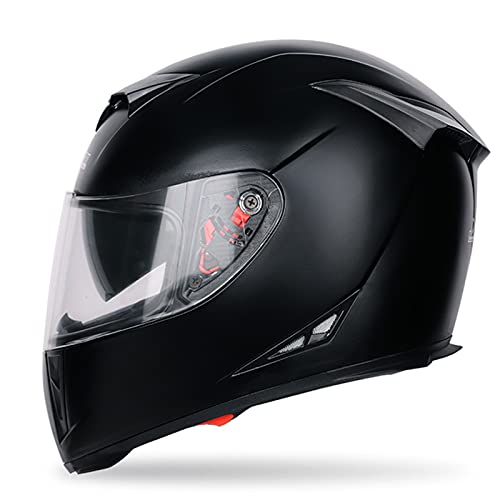 Casque De Moto Rabattable Intégral Casque De Moto Vintage ECE Pour Hommes Et Femmes Casques De Motocross Rétro À Double Visière Cyclomoteur Street Bike Racing Casque Unisexe,Matte black,XL