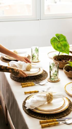 Conjunto 4 Porta Copos de Fibra Natural 10cm - Wolff