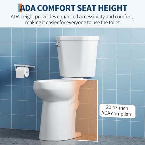 ADA Height 21" Elongated Toilet Bowl Only – Single Side Handle, Upgraded Power Flush, Includes Internal Tank Parts, No Seat Included by ActiveTrail - Image 2
