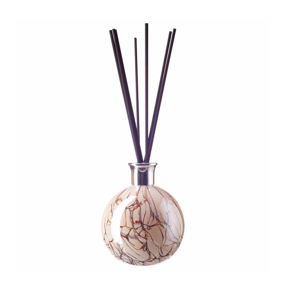 Amelia Art Glass Cream Marble Reed Diffuser Large Sphere In