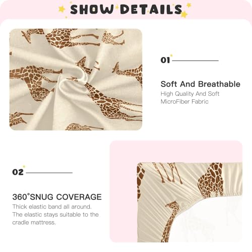 Image of Giraffe Spots in Shades Pattern Crib Sheets Stretchy Portable Sheets for Baby Toddler Breathable Soft Crib Mattress Sheet for Girls Boys