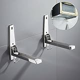 AllRight Edelstahl Mikrowellenhalterung Mikrowellenhalter Wandhalter Regal Mikrowellenhalterung mit Haken und Teleskoparme für Mikrowelle Faltbare Mikrowelle Ständer Halter für Mikrowelle Backofen