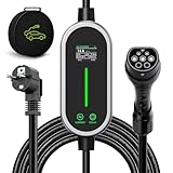 AUFYEV Typ 2 Ladekabel 10M, 3,6kW 6-16A Einphasig Ladegerät Typ2, Ladekabel Elektroauto Typ 2 Schuko, Tragbare EV Charger, Einstellbarer Strom und Einstellung Startzeit für Allen EV PHEV IEC 62196-2