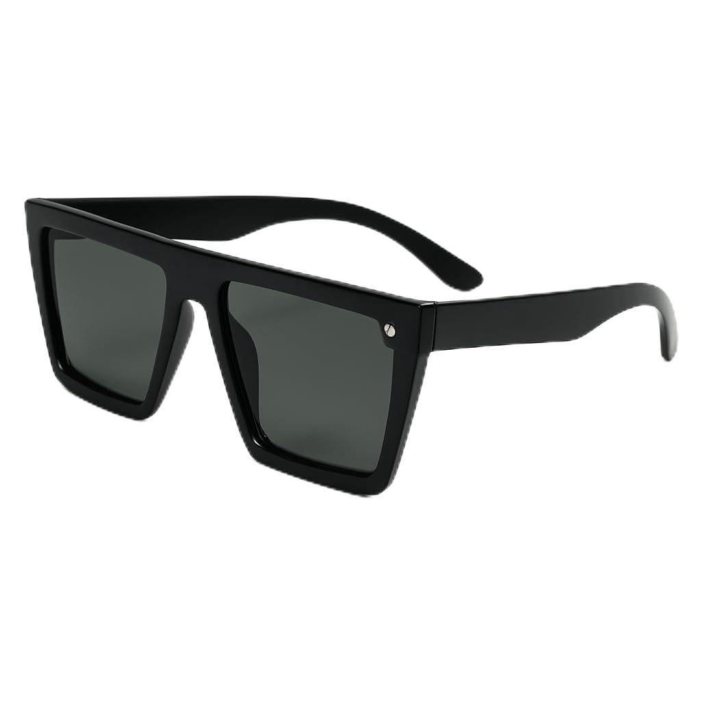 Urban Aura Oversized Square Sunglasses for Men, Black Frame with Black Lenses-image-46