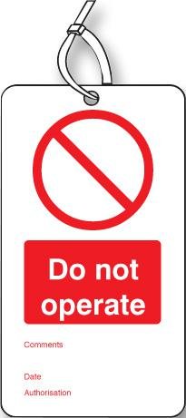 TAG, NO operar, RP, (PK 10), Señales de protección personal, seguridad del sitio, paquete de 10 piezas - 53422