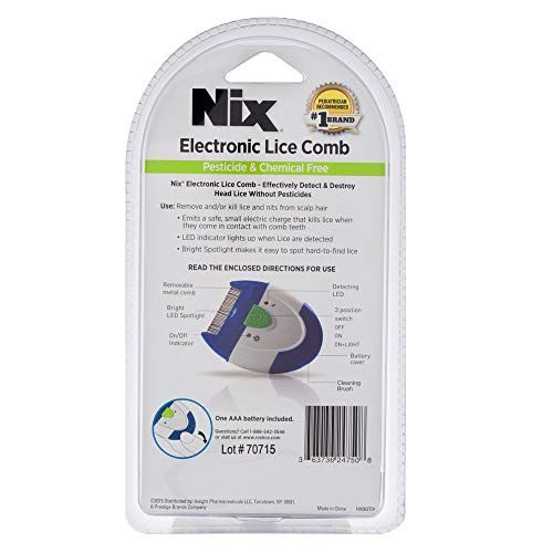 Nix Pente eletrônico para piolhos mata instantaneamente piolhos e ovos e remove do cabelo, branco/az