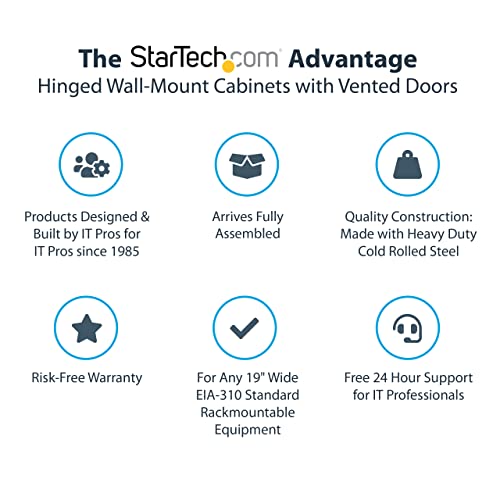 Startech.com 26U 19" Wall Mount Network Cabinet - 16" Deep Hinged Locking It Network Switch Depth Enclosure - Assembled Vented Computer Equipment Data Rack W/Shelf/Flexible Side Panels (Rk2620Walhm) #TOP1