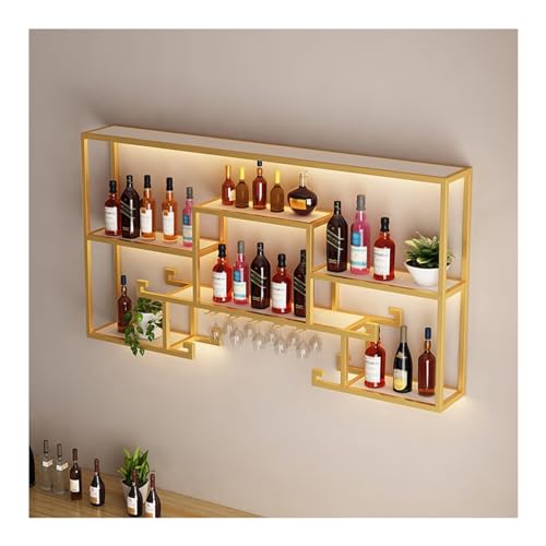 Support à verres à vin réglable en hauteur, rack mural métallique de stockage