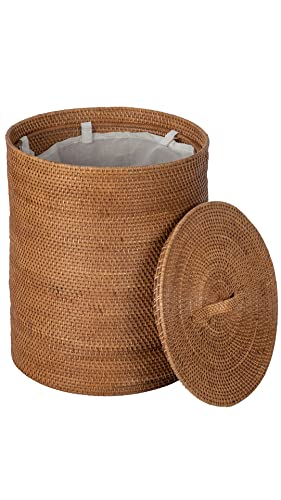 KOUBOO-Loma-Round-Rattan-Laundry-Hamper-with-Lid-and-Liner-Honey-Brown-Handwoven-natural-texture-removable-washable-liner-concealed-storage-versatile-for-laundryblankets-and-home-organization