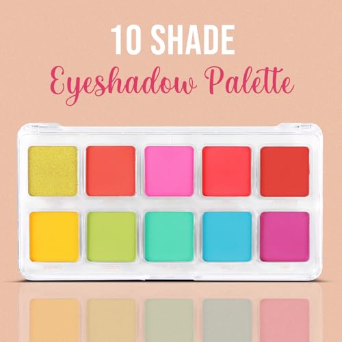 Profusion Cosmetics 10 Shade Eyeshadow Palette - High Pigmented Multi-Finish Colors, Vegan & Cruelty-Free, Create Stunning Looks On-the-Go - Travel-Friendly & Versatile Makeup, Neon