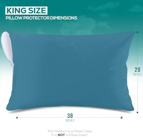 Image of Utopia Bedding Premium 100% Waterproof Pillow Protectors with Zipper King Size (Set of 2), Bed Bug and Dust Mite Proof Zippered Pillow Covers, Pillow Encasement Cases, Denim Blue
